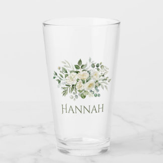 Copo De Pint Favor de Damas de Honra Floral Branco Personalizad