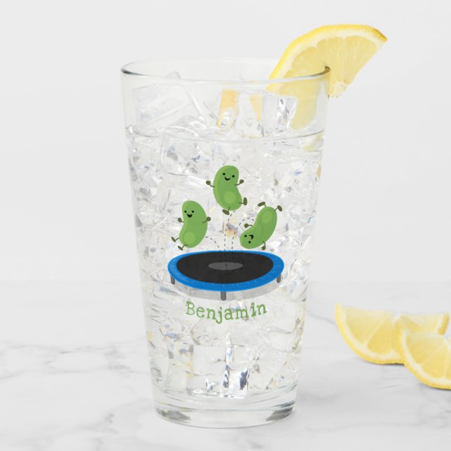 Copo De Pint Feijão verde-grão-branco em cartoon trampoline (Gelo traseiro)