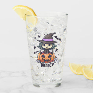 Copo De Pint Feiticeira Bonita Sentada numa Pumpkin - "Bruxa"