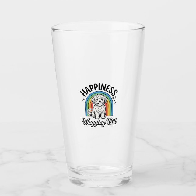 Copo De Pint Felicidade é um rabo abanando Design de amante de  (Frente)