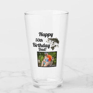 Copo De Pint Feliz 50.º Aniversário Pescando Foto De Peixe Hobb