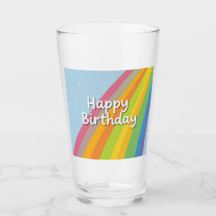 Copo De Pint Feliz Aniversário Arco-Íris Brilhante e Colorido