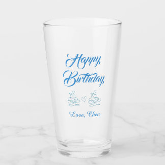Copo De Pint feliz aniversário bolo azul coração nome amor past