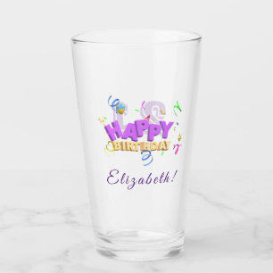 Copo De Pint Feliz aniversário com nome e idade