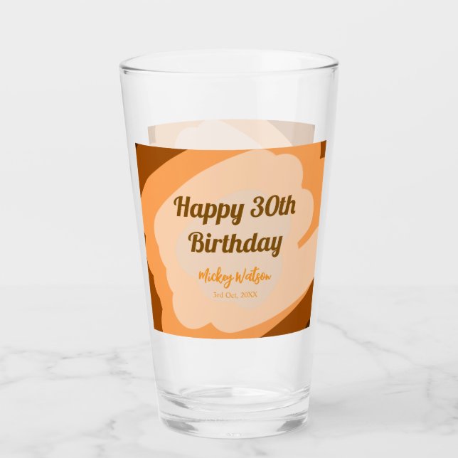 Copo De Pint Feliz aniversário de 30 anos em madeira rústica de (Frente)