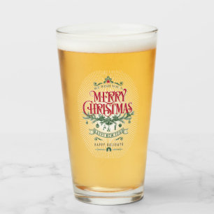 Copo De Pint Feliz ano novo Vermelho Merry Vidro