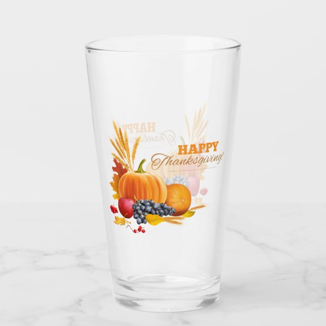 Copo De Pint Feliz Bebendo de Ação de Graças (Frente)