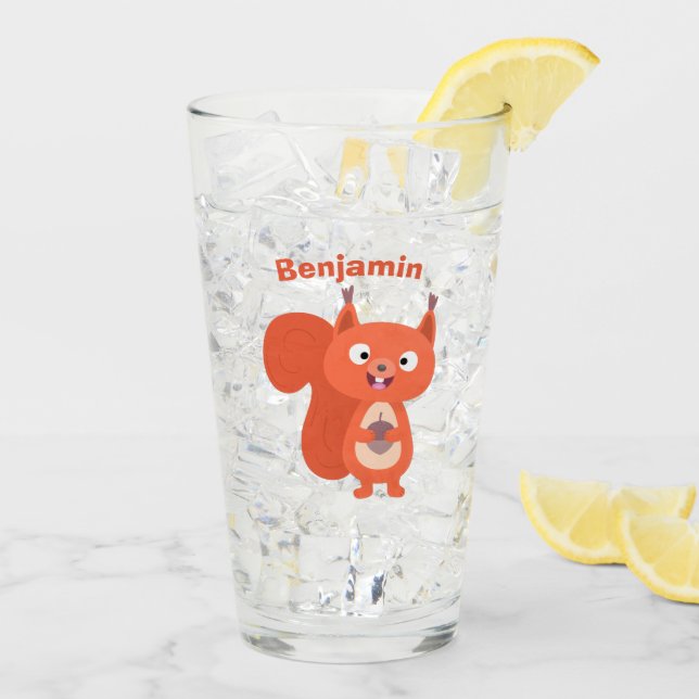 Copo De Pint Feliz desenho animado de esquilo vermelho (Gelo traseiro)