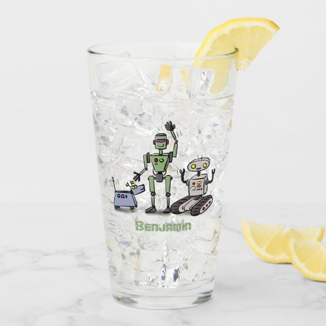 Copo De Pint Feliz desenho animado de robôs fofos (Gelo traseiro)