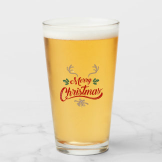 Copo De Pint Feliz Design de Natal | Vermelho e Verde