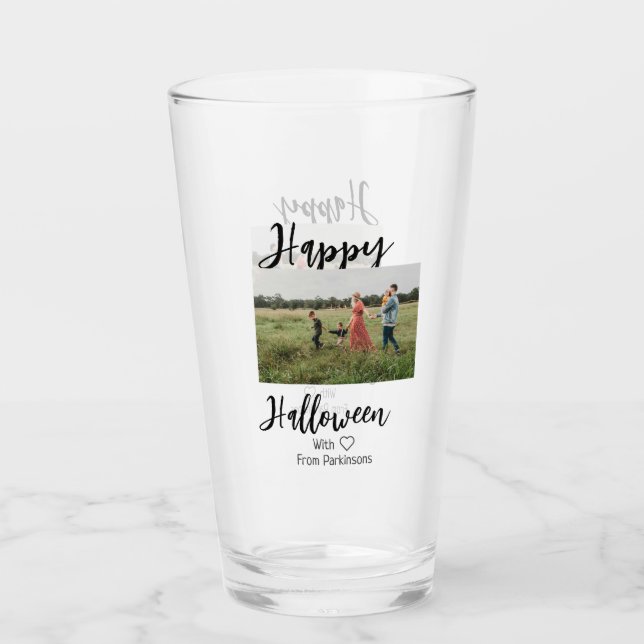 Copo De Pint Feliz Dia das Bruxas adiciona o nome da família a  (Frente)