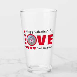 Copo De Pint Feliz Dia dos Namorados Cachorro Mamãe Ama Coraçõe