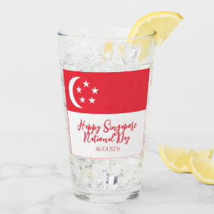 Copo De Pint Feliz Dia Nacional de Singapura Bandeira
