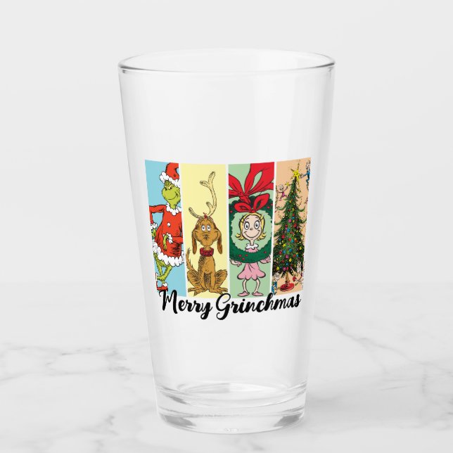 Copo De Pint Feliz Grinchmas Colagem de Férias (Frente)
