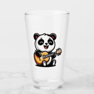 Copo De Pint Feliz Guitarista Panda - Design de Música Acústica