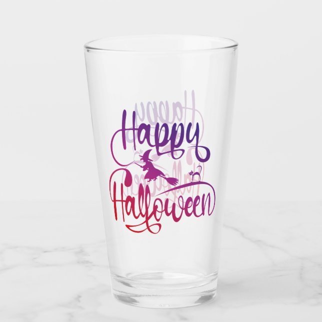 Copo De Pint Feliz Halloween gradient voando feiticeiro (Frente)