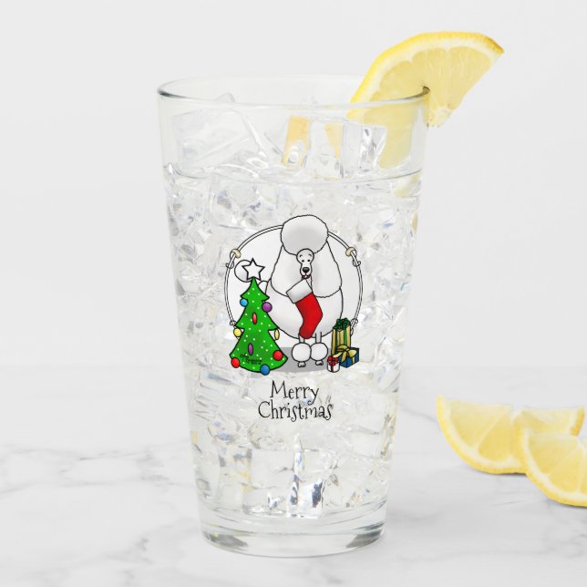 Copo De Pint Feliz Natal Árvore 2 Poodle (branco) (Gelo traseiro)