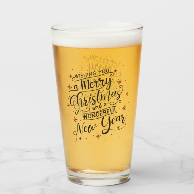 Copo De Pint Feliz Natal e Feliz ano novo (Frente (Preenchido))