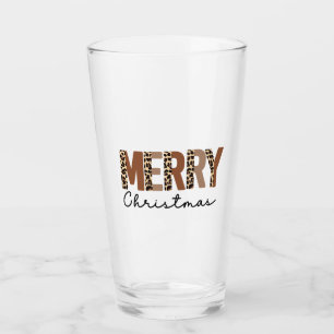 Copo De Pint "Feliz Natal" Moderno Bloqueio de Cor Leopard Boho