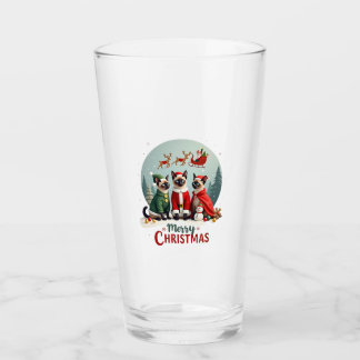 Copo De Pint Feliz Natal Três Santa Elfo Rena Siamês C