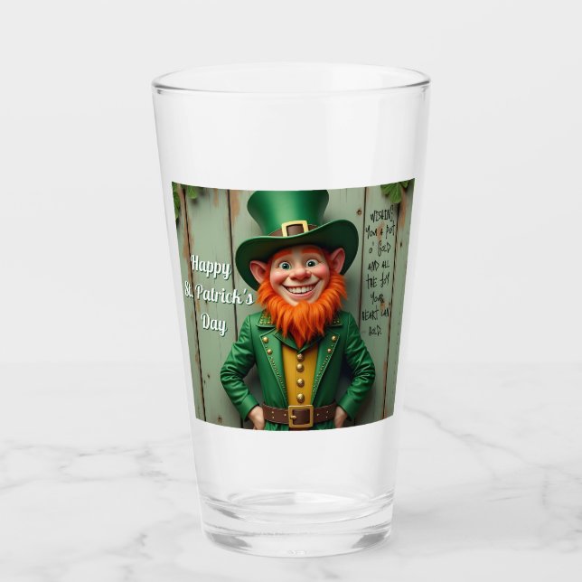 Copo De Pint Feliz Rua do Dia do Patrick Leprechaun (Frente)