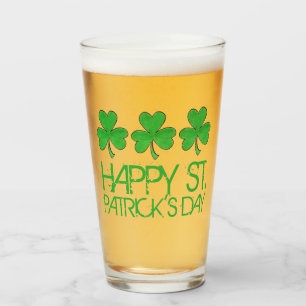 Copo De Pint Feliz Rua, o dia de Patrick, o Shamrock Clover