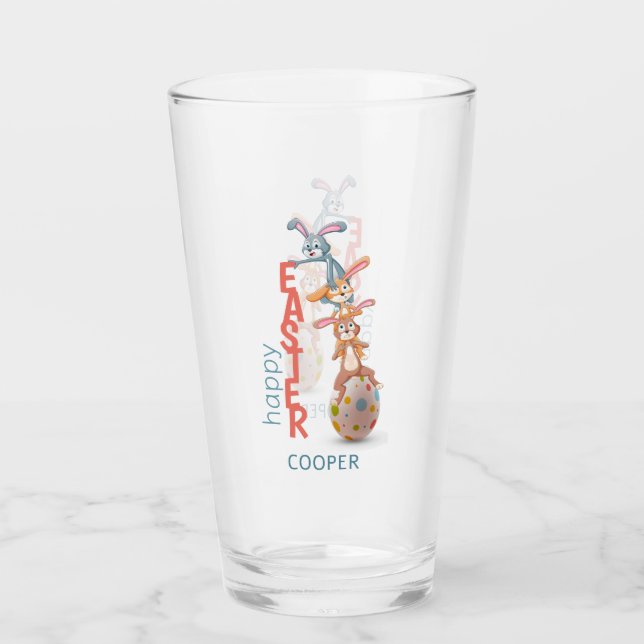 Copo De Pint Felz pascoa Cute Engraçado, Coelho Moderno, Ovo (Frente)