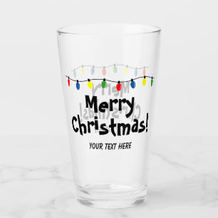 Copo De Pint Feriado engraçado bebe vidro com luzes de Natal