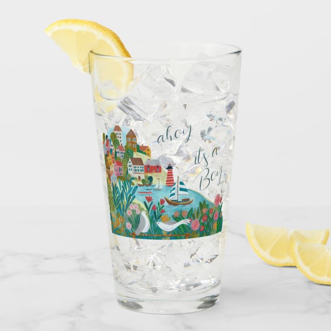 Copo De Pint Festa de baby shower de menino - Ahoy it's a boy (Gelo frontal)