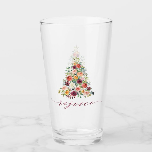 Copo De Pint Festiva Floral de Natal Rejoice (Frente)