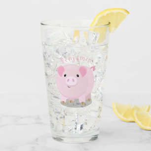 Copo De Pint Figura de desenho animado de porco, cor-de-rosa-br