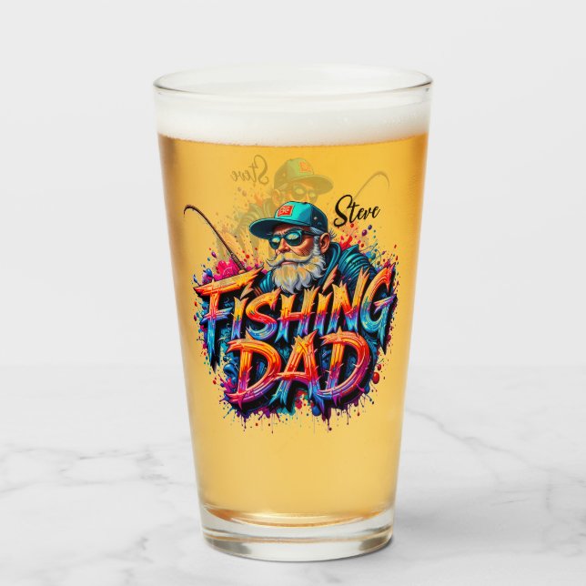 Copo De Pint Fishing Dad Fish Graffiti Glass (Frente (Preenchido))
