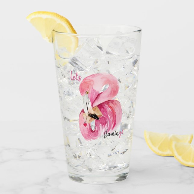 Copo De Pint Flamingo Watercolor, Vamos Rosa Exótico Moderno (Gelo frontal)