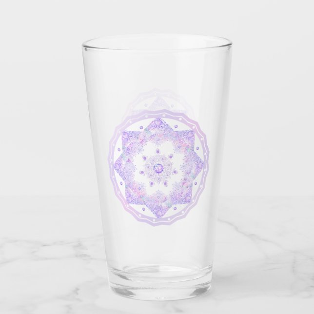 Copo De Pint floco de neve roxo leve e coração brilhando (Frente)