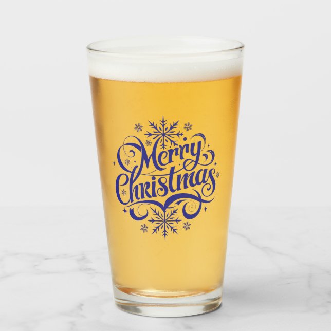 Copo De Pint Flocos de Neve de Natal (Frente (Preenchido))