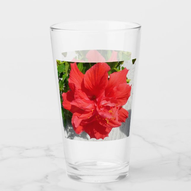 Copo De Pint Flor de Hibisco Duplo Vermelho (Frente)