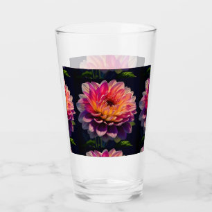 Copo De Pint Flor de Laranja Quente e Dália Rosa