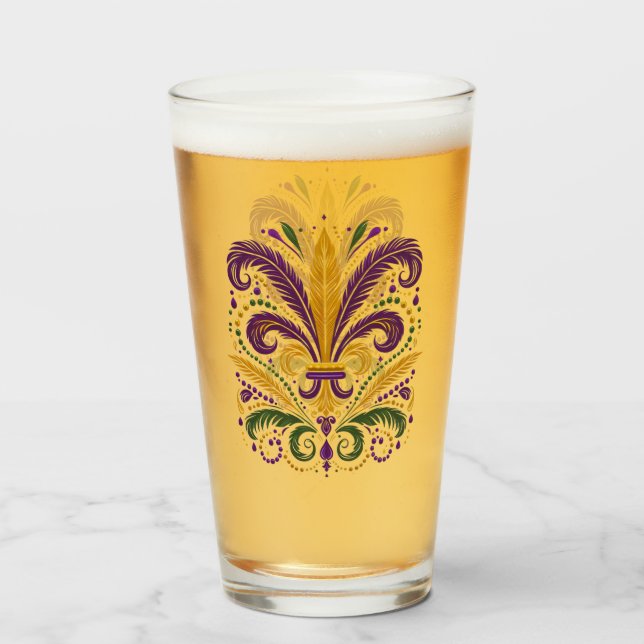 Copo De Pint Flor de lis, de cor verde, amarela (Frente (Preenchido))