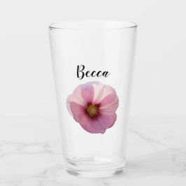Copo De Pint Flor de Malva-Rosa Brilhante em Vidro Personalizad