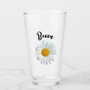 Copo De Pint Flor de Margarida Branca Animada em Vidro Personal