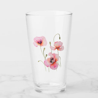 Copo De Pint Flor de nascimento de Agosto Papoulas cor-de-rosa 