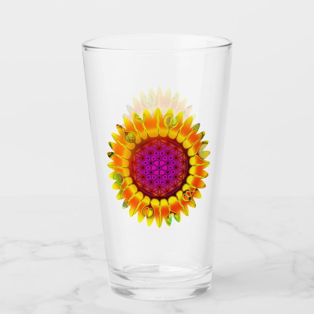 Copo De Pint Flor De Vida - Flor Geométrico 4 (Frente)