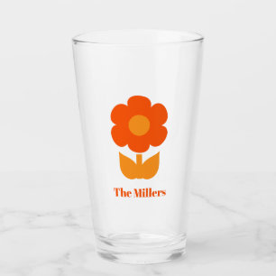 Copo De Pint Flor retrô em laranja personalizado nos anos 70