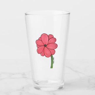 Copo De Pint Flor Rosa Cheia com Fundo Azul