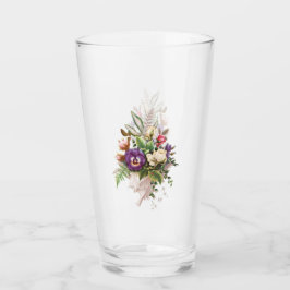 Copo De Pint Floral Bouquet Glass Tumbler With Flowers