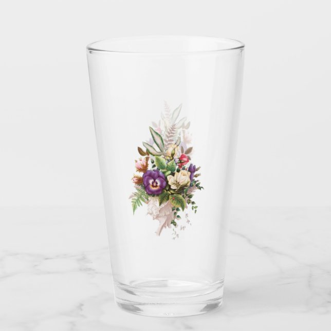 Copo De Pint Floral Bouquet Glass Tumbler With Flowers (Frente)