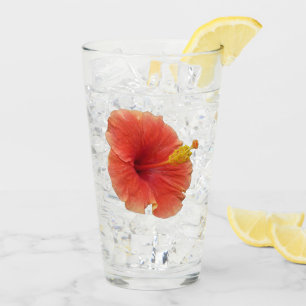 Copo De Pint Floral Tropical de Laranja Hibiscus