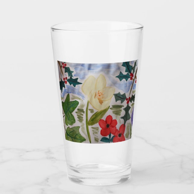 Copo De Pint Flores de Inverno & Azevinho (Frente)