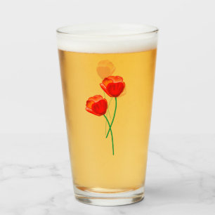 Copo De Pint Flores de vermelhos