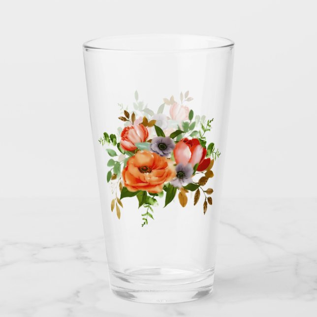 Copo De Pint Flores suaves em aquarela (Frente)